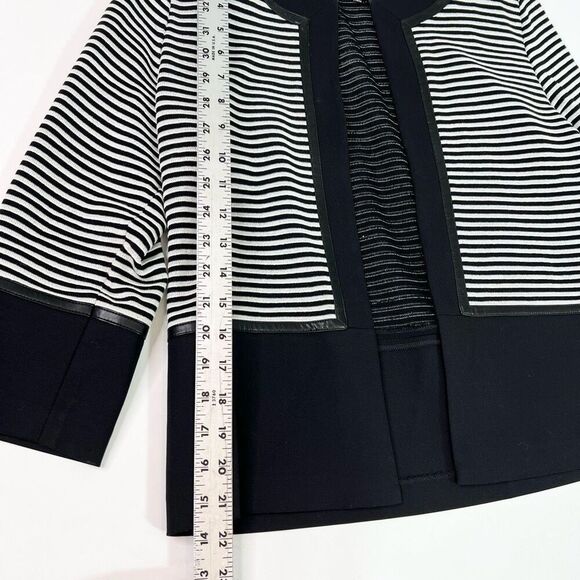 Ming Wang Jacket Womens PS Black & White Striped Color Block Open Front Petite - Picture 4 of 10